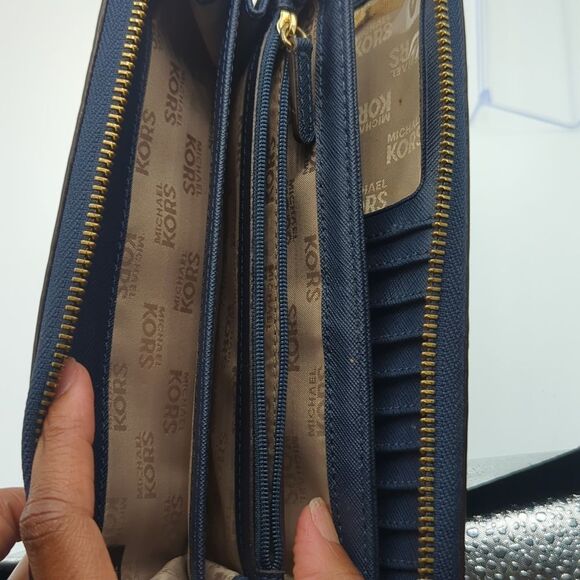 Michael Kors Blue Zip-Around Wallet - Picture 7 of 10